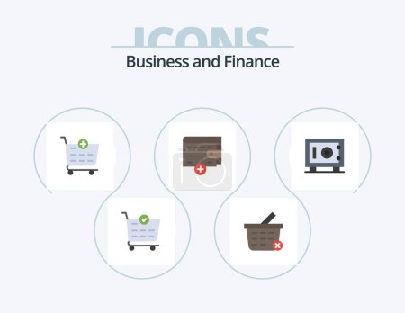 Ilustración de Finance Flat Icon Pack 5 Icon Design. . . shopping cart. safe. deposit - Imagen libre de derechos