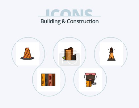 Illustration for Building And Construction Line Filled Icon Pack 5 Icon Design. tile. building. harbor. architecture. white - Royalty Free Image