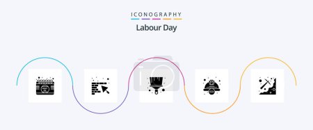Ilustración de Labour Day Glyph 5 Icon Pack Including digging. worker hat. brush. safety. construction - Imagen libre de derechos