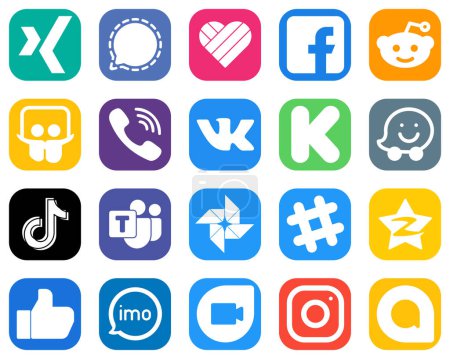 Illustration for 20 Elegant Social Media Icons such as tiktok. funding. reddit and kickstarter icons. Gradient Icon Set - Royalty Free Image