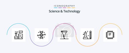 Illustration for Science And Technology Line 5 Icon Pack Including knowledge. education. genetic modification. funnel. chemical laboratory - Royalty Free Image