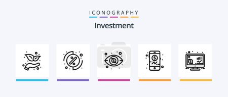 Téléchargez les illustrations : Investment Line 5 Icon Pack Including seo. investment. hand. growth. investment. Creative Icons Design - en licence libre de droit