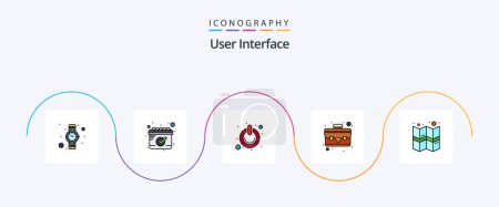 Illustration for User Interface Line Filled Flat 5 Icon Pack Including . location. on. gps. portfolio - Royalty Free Image