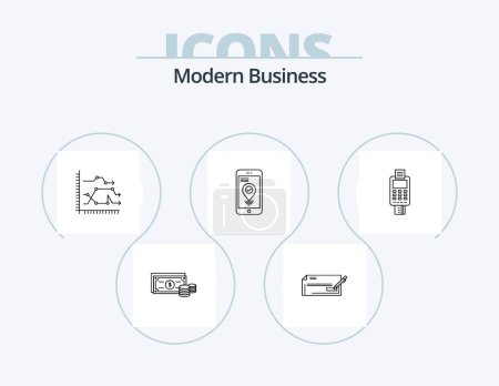 Ilustración de Modern Business Line Icon Pack 5 Icon Design. safe. graph. business. diagram. business - Imagen libre de derechos