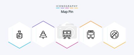Illustration for Map Pin 25 Line icon pack including . railway. . fire - Royalty Free Image