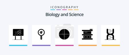 Ilustración de Biology Glyph 5 Icon Pack Including biology. hazardous. microbiology. chemistry. biochemistry. Creative Icons Design - Imagen libre de derechos