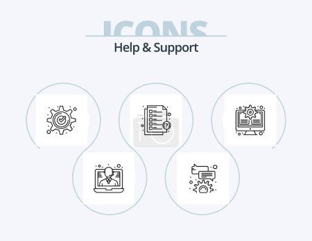 Ilustración de Help And Support Line Icon Pack 5 Icon Design. configure. bubble. help. setting. optimization - Imagen libre de derechos