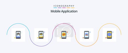 Ilustración de Mobile Application Flat 5 Icon Pack Including application. mobile. app. gallery. app - Imagen libre de derechos