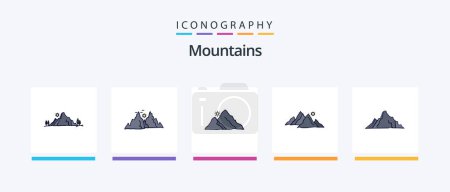 Téléchargez les illustrations : Mountains Line Filled 5 Icon Pack Including . nature. birds. hill. Creative Icons Design - en licence libre de droit