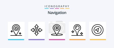 Téléchargez les illustrations : Navigation Line 5 Icon Pack Including service. location. location. map pin. road. Creative Icons Design - en licence libre de droit