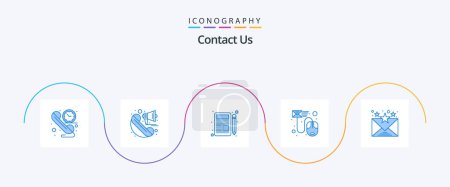 Illustration for Contact Us Blue 5 Icon Pack Including email. letter. letter. file. data - Royalty Free Image