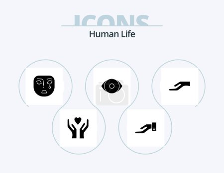 Téléchargez les illustrations : Human Glyph Icon Pack 5 Icon Design. . face. . hand - en licence libre de droit