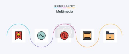 Téléchargez les illustrations : Multimedia Line Filled Flat 5 Icon Pack Including . wave. insert. document - en licence libre de droit