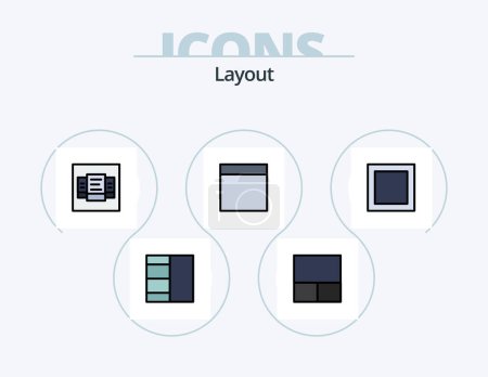 Téléchargez les illustrations : Conception d'icône remplie de ligne de mise en page Pack 5 icônes. . . - en licence libre de droit