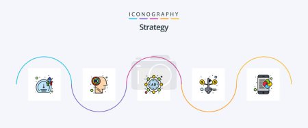 Illustration for Strategy Line Filled Flat 5 Icon Pack Including mobile. puzzle. marketing. creative. saving - Royalty Free Image