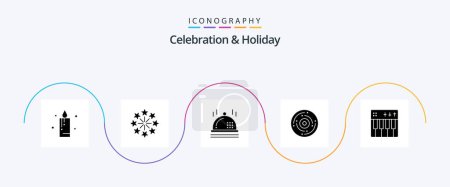 Téléchargez les illustrations : Celebration and Holiday Glyph 5 Icon Pack Including holiday. celebration. christmas. new. happy - en licence libre de droit