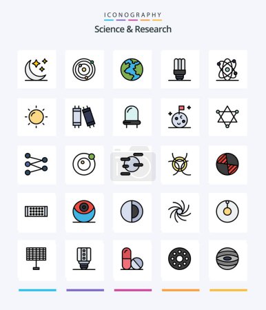 Illustration for Creative Science 25 Line FIlled icon pack  Such As halogen. helios. world. science. atom - Royalty Free Image