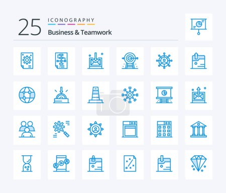 Illustration for Business And Teamwork 25 Blue Color icon pack including planning. corporate. process. business. technology - Royalty Free Image