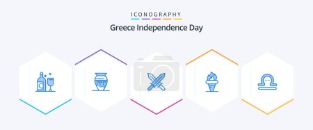 Illustration for Greece Independence Day 25 Blue icon pack including libra. olympic. sword. holding. games - Royalty Free Image