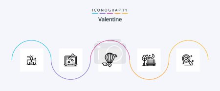 Illustration for Valentine Line 5 Icon Pack Including flying heart. day. love. valentines. wedding - Royalty Free Image