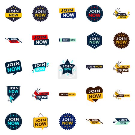 Ilustración de 25 Professional Typographic Designs for a polished membership campaign Join Now - Imagen libre de derechos