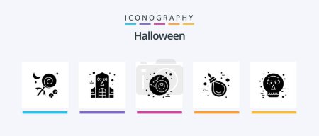 Téléchargez les illustrations : Halloween Glyph 5 Icon Pack Including guy fawkes. avatar. halloween. rope. halloween. Creative Icons Design - en licence libre de droit