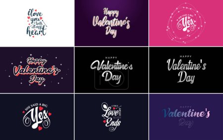 Téléchargez les illustrations : Love word hand-drawn lettering and calligraphy with a cute heart on a red. white. and pink background Valentine's Day template or background suitable for use in Love and Valentine's Day concepts - en licence libre de droit