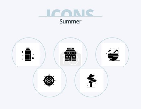 Téléchargez les illustrations : Summer Glyph Icon Pack 5 Icon Design. shop. discount. street. vacation. shotglass - en licence libre de droit
