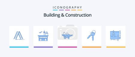 Illustration for Building And Construction Blue 5 Icon Pack Including door. tools. transport. gardening. farm. Creative Icons Design - Royalty Free Image