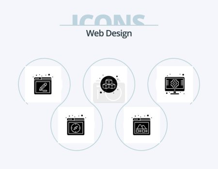 Ilustración de Web Design Glyph Icon Pack 5 Icon Design. setting. cubed design. layout. box. write - Imagen libre de derechos