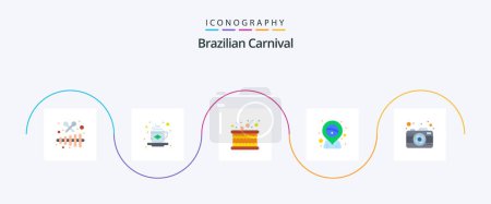 Illustration for Brazilian Carnival Flat 5 Icon Pack Including photography. placeholder. drum. pin. brazil - Royalty Free Image