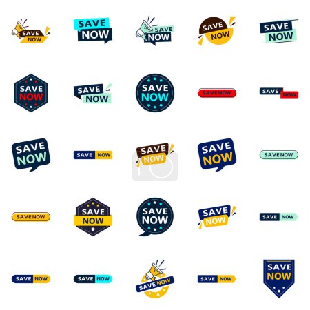 Illustration for Save Now 25 Fresh Typographic Designs for an updated savings campaign - Royalty Free Image