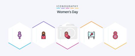 Illustration for Womens Day 25 FilledLine icon pack including . . new born. flower. message - Royalty Free Image