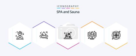 Illustration for Sauna 25 Line icon pack including . . wellness. nature. flower - Royalty Free Image