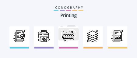Ilustración de Printing Line 5 Icon Pack Including color. advertising. swatch. ad. target. Creative Icons Design - Imagen libre de derechos