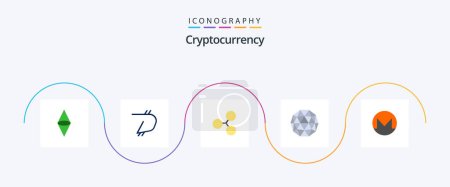 Illustration for Cryptocurrency Flat 5 Icon Pack Including crypto. monero. cryptocurrency. crypto currency. coin - Royalty Free Image
