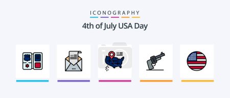 Illustration for Usa Line Filled 5 Icon Pack Including juice. alcohol. location. american. handbag. Creative Icons Design - Royalty Free Image