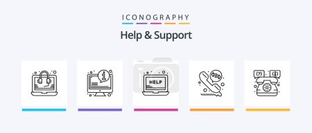 Ilustración de Help And Support Line 5 Icon Pack Including money. website. center. seo. headset. Creative Icons Design - Imagen libre de derechos