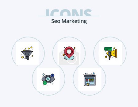 Ilustración de Seo Marketing Line Filled Icon Pack 5 Icon Design. seo. gear. mobile. seo. development - Imagen libre de derechos