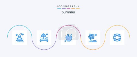 Illustration for Summer Blue 5 Icon Pack Including . summer. healthy. lifeguard. summer - Royalty Free Image
