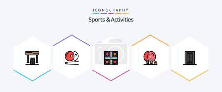 Illustration for Sports and Activities 25 FilledLine icon pack including game. athletics. sports. activities. ludo game - Royalty Free Image