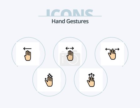Ilustración de Hand Gestures Line Filled Icon Pack 5 Icon Design. . up. up. hand arrow. three fingers - Imagen libre de derechos