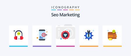 Illustration for Seo Marketing Flat 5 Icon Pack Including finance. fix. mobile. technical. maintenance. Creative Icons Design - Royalty Free Image