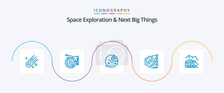 Téléchargez les illustrations : Space Exploration And Next Big Things Blue 5 Icon Pack Including exploration. form. distant. examination. bacteria - en licence libre de droit