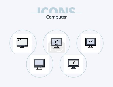 Téléchargez les illustrations : Computer Line Filled Icon Pack 5 Icon Design. . keyboard. - en licence libre de droit