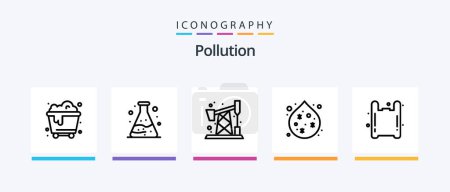 Illustration for Pollution Line 5 Icon Pack Including . tube. nuclear. pollution. pump jack. Creative Icons Design - Royalty Free Image