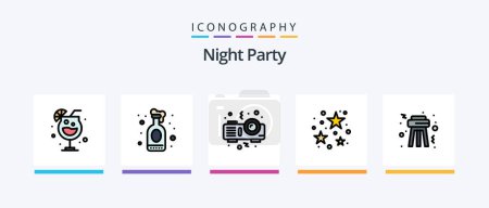 Téléchargez les illustrations : Night Party Line Filled 5 Icon Pack Including . party. party. night. party. Creative Icons Design - en licence libre de droit