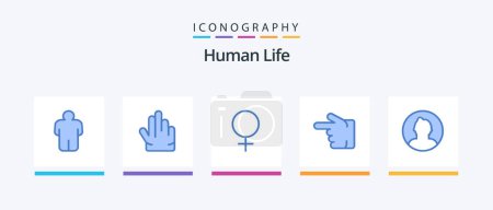 Ilustración de Human Blue 5 Icon Pack Including . round. sign. man. left. Creative Icons Design - Imagen libre de derechos
