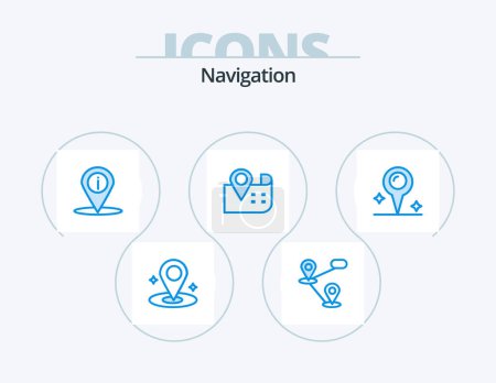 Ilustración de Navegación Blue Icon Pack 5 Icon Design. .. Marcador. lugar. ubicación. ubicación - Imagen libre de derechos