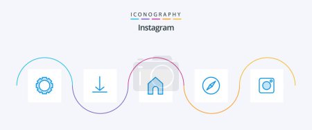 Téléchargez les illustrations : Instagram Blue 5 Icon Pack Including . social. interface. photo. camera - en licence libre de droit